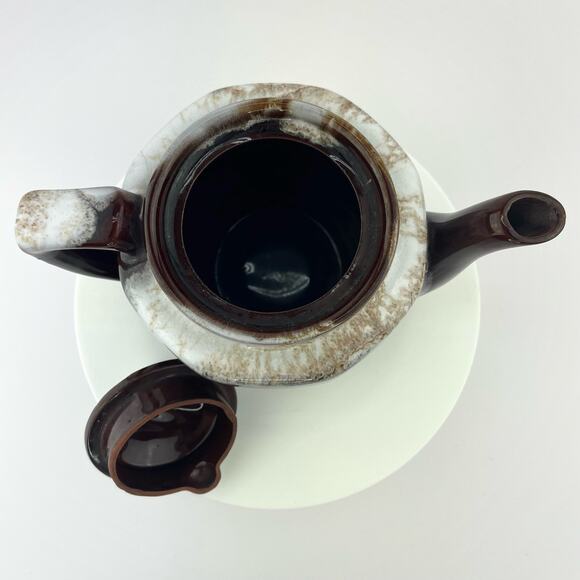 Vtg Brown Drip Glaze Japan Teapot Single Serve Espresso Redware Cottage Pottery - Picture 4 of 13